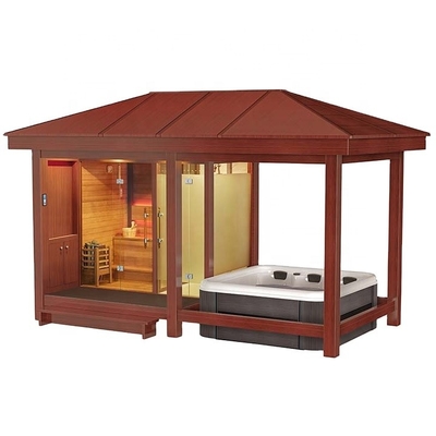 Gazebo de madera del sitio de la sauna de Whirlpool del pabellón de la tina caliente del jardín del balneario europeo de lujo