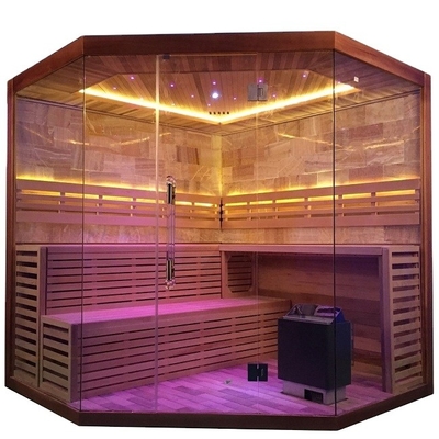 Cicuta canadiense pura/Cedar Corner Sauna Steam Room rojo 6KW 220V con el sitio de sal de roca