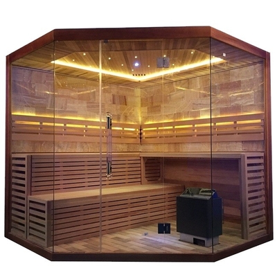 Cicuta canadiense pura/Cedar Corner Sauna Steam Room rojo 6KW 220V con el sitio de sal de roca