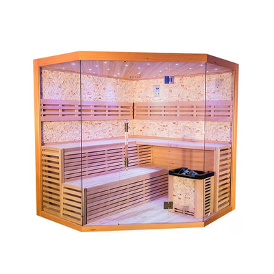 Sauna moderna de madera sólida seca de la cicuta de la sauna de vapor del panel tradicional al aire libre del control informático