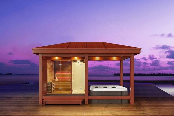 Gazebo de madera del sitio de la sauna de Whirlpool del pabellón de la tina caliente del jardín del balneario europeo de lujo
