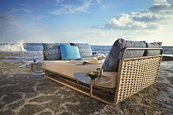 Daybed tejido ociosos al aire libre de la cuerda de Sun de la piscina de los muebles del patio del ocio