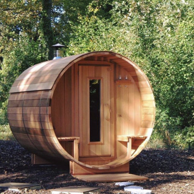 Familia roja de Cedar Barrel Sauna House For del vapor de la ronda del barril de la sauna de la persona al aire libre del sitio 6