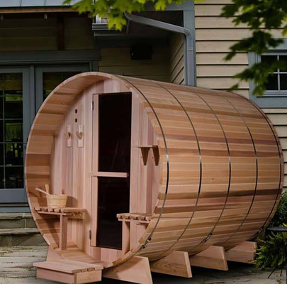 Familia roja de Cedar Barrel Sauna House For del vapor de la ronda del barril de la sauna de la persona al aire libre del sitio 6