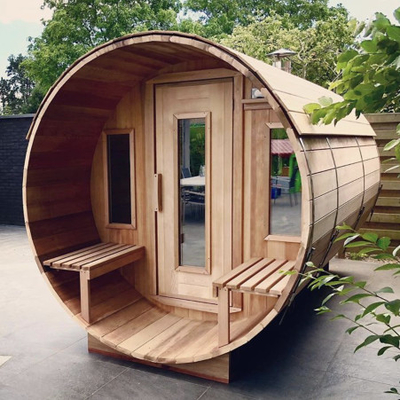 Familia roja de Cedar Barrel Sauna House For del vapor de la ronda del barril de la sauna de la persona al aire libre del sitio 6