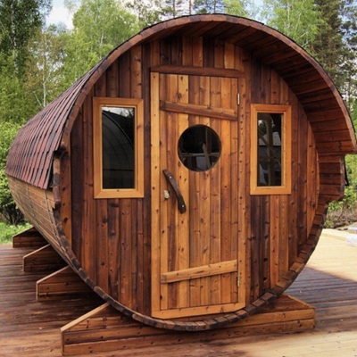 Familia roja de Cedar Barrel Sauna House For del vapor de la ronda del barril de la sauna de la persona al aire libre del sitio 6