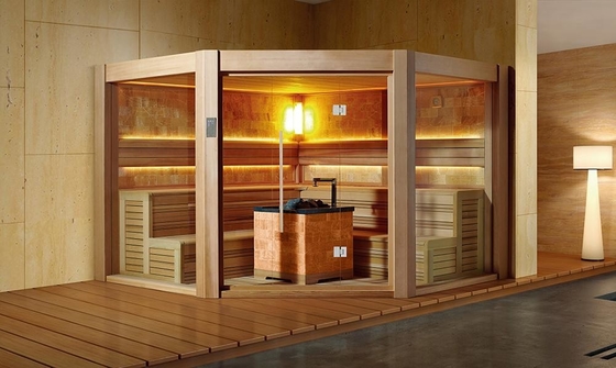 Sitio seco de madera sólido de lujo Cedar Wood Sauna rojo de gran tamaño de la sauna