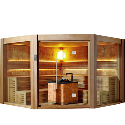 Sitio seco de madera sólido de lujo Cedar Wood Sauna rojo de gran tamaño de la sauna